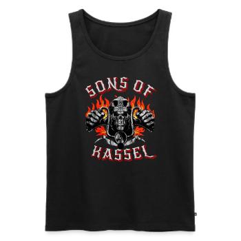 Kassel Biker Geschenk fils de Kassel - Débardeur bio Premium Homme - noir - Devant - AI Model Male 178 light (178cm)