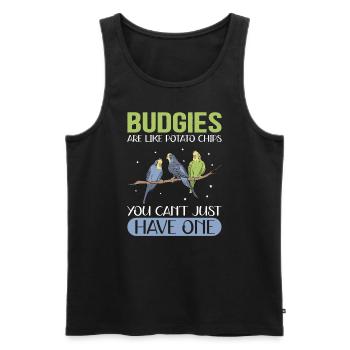 Le propriétaire de Budgerigar | Cadeau Budgerigars - Débardeur bio Premium Homme - noir - Devant - Michal (187cm)