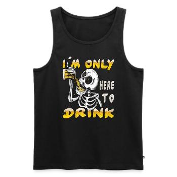 Ich bin nur hier, um zu trinken - Männer Premium Bio Tank Top - Schwarz - Vorne - AI Model Male 178 light (178cm)