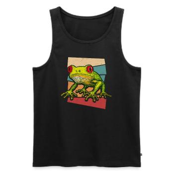 Grenouille Rainette aux yeux rouges Mignonne Grenouilles Cadeau - Débardeur bio Premium Homme - noir - Devant - AI Model Male 178 light (178cm)
