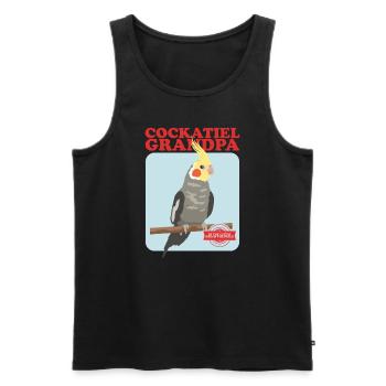 Grand-père Cockatiel | Cadeau du propriétaire d’oiseau - Débardeur bio Premium Homme - noir - Devant - Michal (187cm)