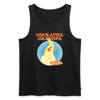 Cockatiel grand-père oiseau propriétaire cadeau - Débardeur bio Premium Homme - noir - Devant - Michal (187cm)