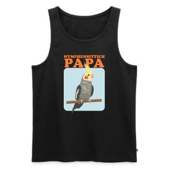 Nymphensittich Papa | Vogelbesitzer Geschenk - Männer Premium Bio Tank Top - Schwarz - Vorne - Michal (187cm)