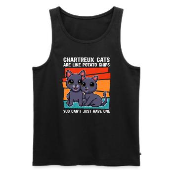 Chartreux Carthusian Cat Owner Gift - Men's Premium Organic Tank Top - black - Front - AI Model Male 178 light (178cm)