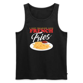 Pommes Frites Fast Food Fastfood Fritten Geschenk - Männer Premium Bio Tank Top - Schwarz - Vorne - Michal (187cm)