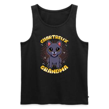 Chartreux Grandma Carthusian Cat Gift - Men's Premium Organic Tank Top - black - Front - AI Model Male 178 light (178cm)