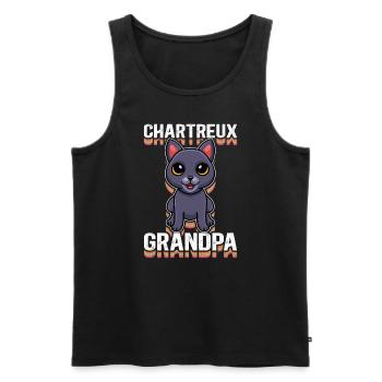 Chartreux Grandpa Carthusian Cat Gift - Men's Premium Organic Tank Top - black - Front - AI Model Male 178 light (178cm)