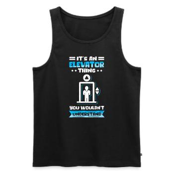 Fahrstuhl Aufzug | Aufzugsmechaniker Geschenk - Männer Premium Bio Tank Top - Schwarz - Vorne - Michal (187cm)