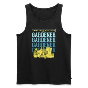 Jardin, jardinier amateur, jardinage, jardinier, cadeau - Débardeur bio Premium Homme - noir - Devant - Michal (187cm)
