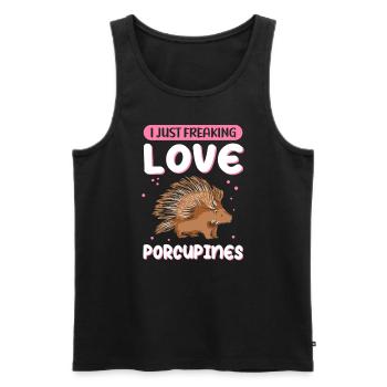 Porc-épic | Cadeau de porcs-épics - Débardeur bio Premium Homme - noir - Devant - Michal (187cm)