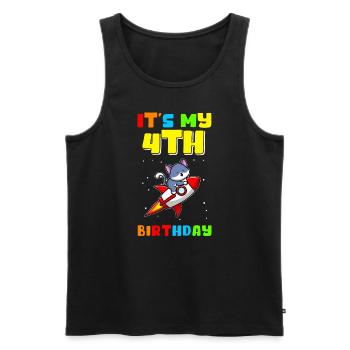 4. Geburtstag 4 Jahre alt Geschenkidee Geschenk - Männer Premium Bio Tank Top - Schwarz - Vorne - Michal (187cm)