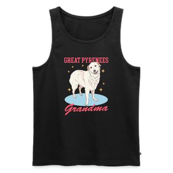 Chien de montagne des Pyrénées Grand-mère Chien Propriétaire Cadeau - Débardeur bio Premium Homme - noir - Devant - AI Model Male 178 light (178cm)
