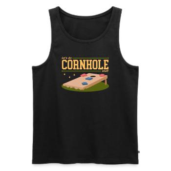 Cornhole Player Blind Hole Bean Bag Cadeau - Débardeur bio Premium Homme - noir - Devant - Michal (187cm)