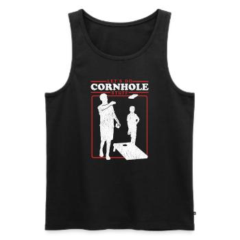 Joueur de cornhole | Blind Hole Bean Bag Cadeau - Débardeur bio Premium Homme - noir - Devant - Michal (187cm)