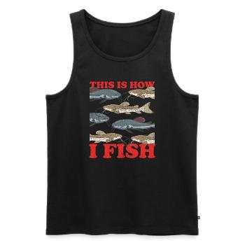 Pêcheur Poisson-Chat Pêche Pêche Poisson Cadeau - Débardeur bio Premium Homme - noir - Devant - Michal (187cm)
