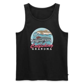 Pêcheur Grand-mère Poisson-chat Pêche Poisson Pêche Cadeau - Débardeur bio Premium Homme - noir - Devant - Michal (187cm)