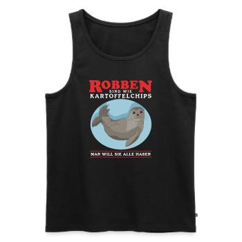Robbe Seehund Seelöwe Kegelrobbe Robben Geschenk - Männer Premium Bio Tank Top - Schwarz - Vorne - Michal (187cm)