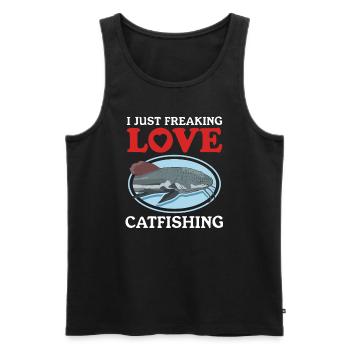 Pêcheur Poisson-Chat Pêche Pêche Poisson Cadeau - Débardeur bio Premium Homme - noir - Devant - Michal (187cm)