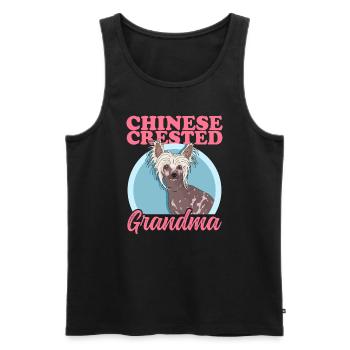 Chinesischer Schopfhund Chinese Crested Oma - Männer Premium Bio Tank Top - Schwarz - Vorne - AI Model Male 178 light (178cm)