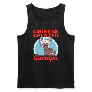 Chinesischer Schopfhund Chinese Crested Opa - Männer Premium Bio Tank Top - Schwarz - Vorne - AI Model Male 178 light (178cm)