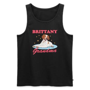 Brittany Granny Spaniel Breton Dog Gift - Men's Premium Organic Tank Top - black - Front - Michal (187cm)