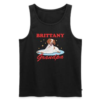 Brittany Grandpa Spaniel Breton Dog Gift - Men's Premium Organic Tank Top - black - Front - Michal (187cm)