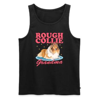 Collie Granny Rough Collies Collies Longhair Collie Cadeau - Débardeur bio Premium Homme - noir - Devant - AI Model Male 178 light (178cm)
