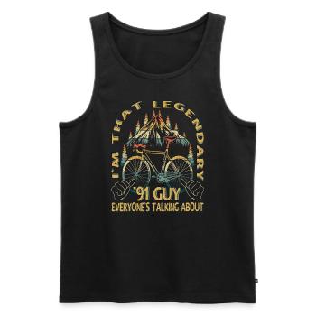 Cadeau de vélo de route pour cycliste Vintage 1991 - Débardeur bio Premium Homme - noir - Devant - Michal (187cm)
