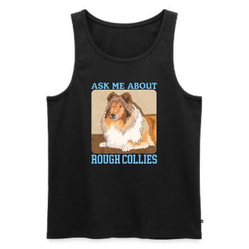 Collie à poil long Collie chien Rough Collies cadeau - Débardeur bio Premium Homme - noir - Devant - Michal (187cm)