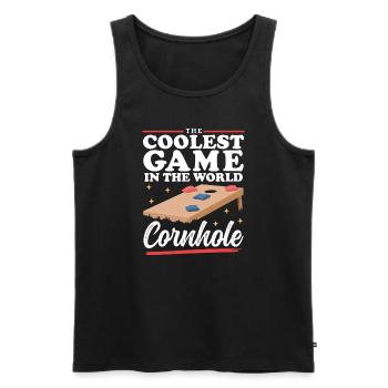 Joueur de cornhole | Sac de haricots à trou aveugle cadeau - Débardeur bio Premium Homme - noir - Devant - Michal (187cm)