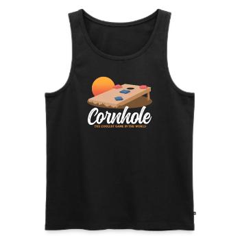 Cornhole Player Sac à grains trou aveugle Cadeau - Débardeur bio Premium Homme - noir - Devant - Michal (187cm)