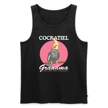 Calopsitte grand-mère oiseau propriétaire cadeau - Débardeur bio Premium Homme - noir - Devant - Michal (187cm)