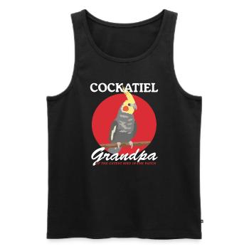 Calopsitte grand-père oiseau oiseau propriétaire cadeau - Débardeur bio Premium Homme - noir - Devant - Michal (187cm)