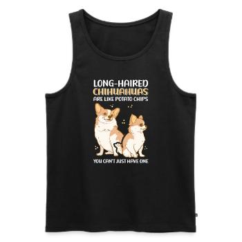 Chihuahua à poil long chien propriétaire cadeau - Débardeur bio Premium Homme - noir - Devant - AI Model Male 178 light (178cm)