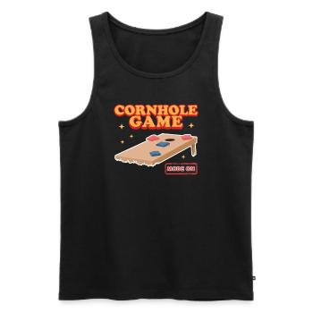 Cornhole joueur Bean Bag Blind Hole cadeau - Débardeur bio Premium Homme - noir - Devant - Michal (187cm)