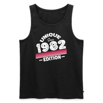 Unique depuis 1982 Edition Anniversaire Millésime 1982 - Débardeur bio Premium Homme - noir - Devant - Michal (187cm)