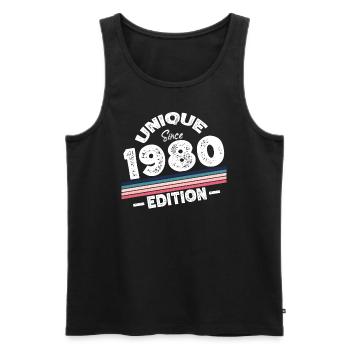 Unique Since 1980's Edition Birthday Vintage 1980's - Men's Premium Organic Tank Top - black - Front - AI Model Male 178 light (178cm)