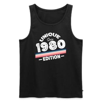 Unique Since 1980's Edition Birthday Vintage 1980's - Men's Premium Organic Tank Top - black - Front - AI Model Male 178 light (178cm)