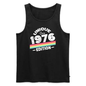 Unique depuis 1976 Edition Anniversaire Millésime 1976 - Débardeur bio Premium Homme - noir - Devant - AI Model Male 178 light (178cm)
