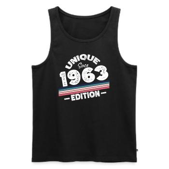 Unique depuis 1963 Edition Anniversaire Millésime 1963 - Débardeur bio Premium Homme - noir - Devant - Michal (187cm)