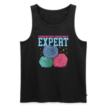 Crochet Expert au Crochet Crochet Crochet Cadeau - Débardeur bio Premium Homme - noir - Devant - AI Model Male 178 light (178cm)