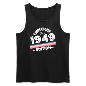 Unique depuis 1949 Edition Anniversaire Millésime 1949 - Débardeur bio Premium Homme - noir - Devant - Michal (187cm)