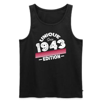 Unique depuis 1943 Edition Anniversaire Millésime 1943 - Débardeur bio Premium Homme - noir - Devant - Michal (187cm)