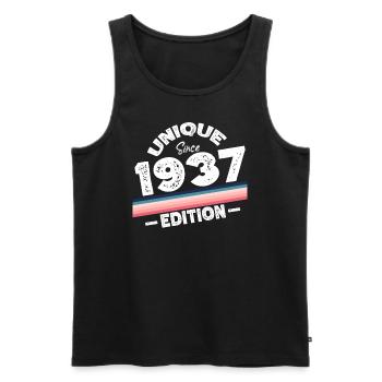 Unique depuis 1937 Edition Anniversaire Millésime 1937 - Débardeur bio Premium Homme - noir - Devant - Michal (187cm)