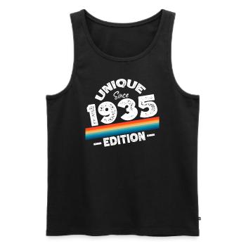Unique depuis 1935 Edition Anniversaire Millésime 1935 - Débardeur bio Premium Homme - noir - Devant - Michal (187cm)