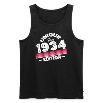 Unique depuis 1934 Edition Anniversaire Millésime 1934 - Débardeur bio Premium Homme - noir - Devant - Michal (187cm)