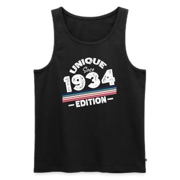 Unique depuis 1934 Edition Anniversaire Millésime 1934 - Débardeur bio Premium Homme - noir - Devant - Michal (187cm)