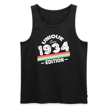 Unique depuis 1934 Edition Anniversaire Millésime 1934 - Débardeur bio Premium Homme - noir - Devant - Michal (187cm)