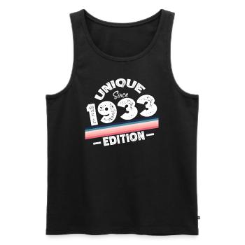 Unique depuis 1933 Edition Anniversaire Millésime 1933 - Débardeur bio Premium Homme - noir - Devant - AI Model Male 178 light (178cm)