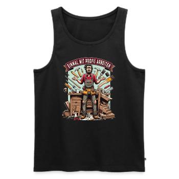 Einmal mit Profis Arbeiten Schreiner - Männer Premium Bio Tank Top - Schwarz - Vorne - Michal (187cm)